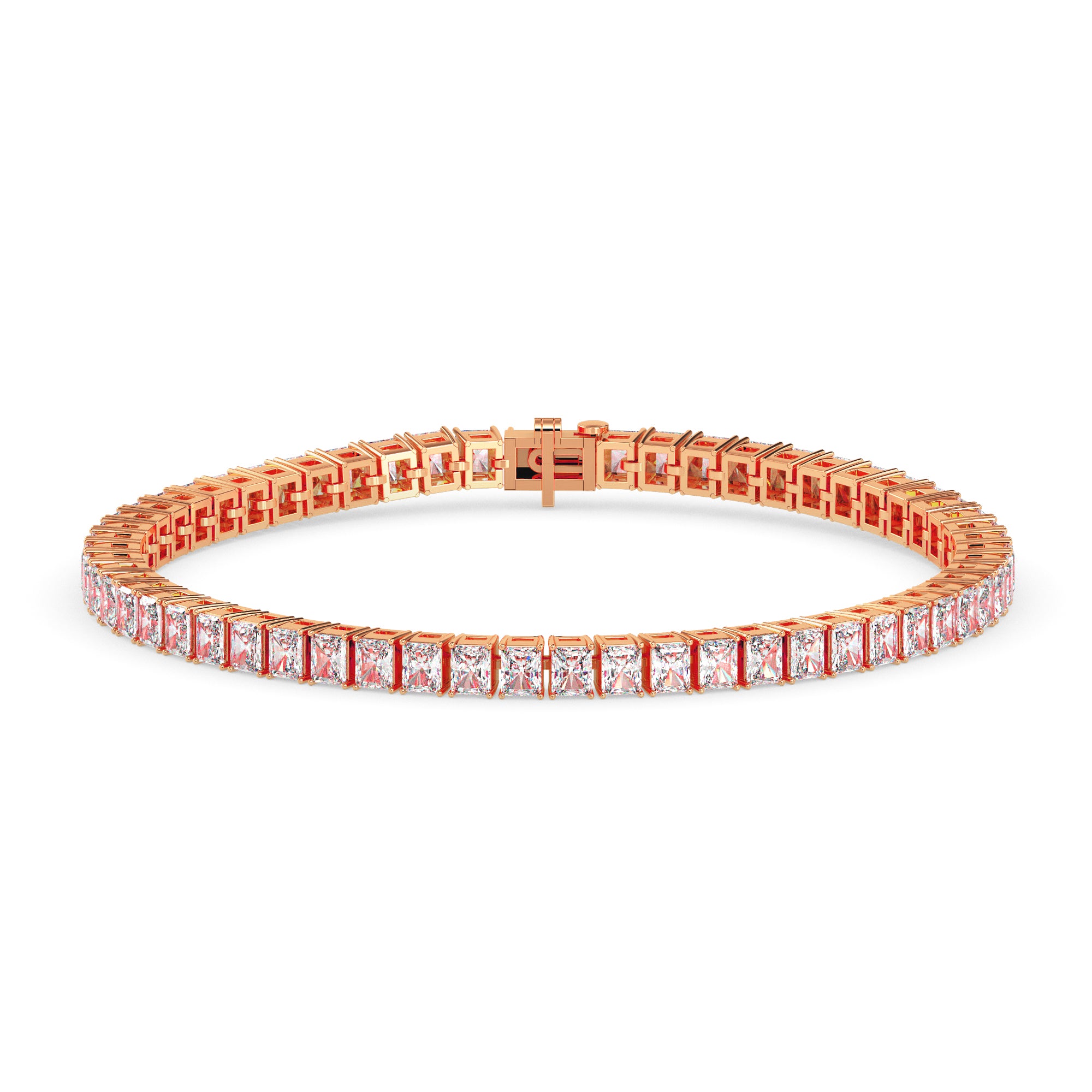 3.98Ct Radiant Prong Set Lab-Grown Diamond Gold Tennis Bracelets