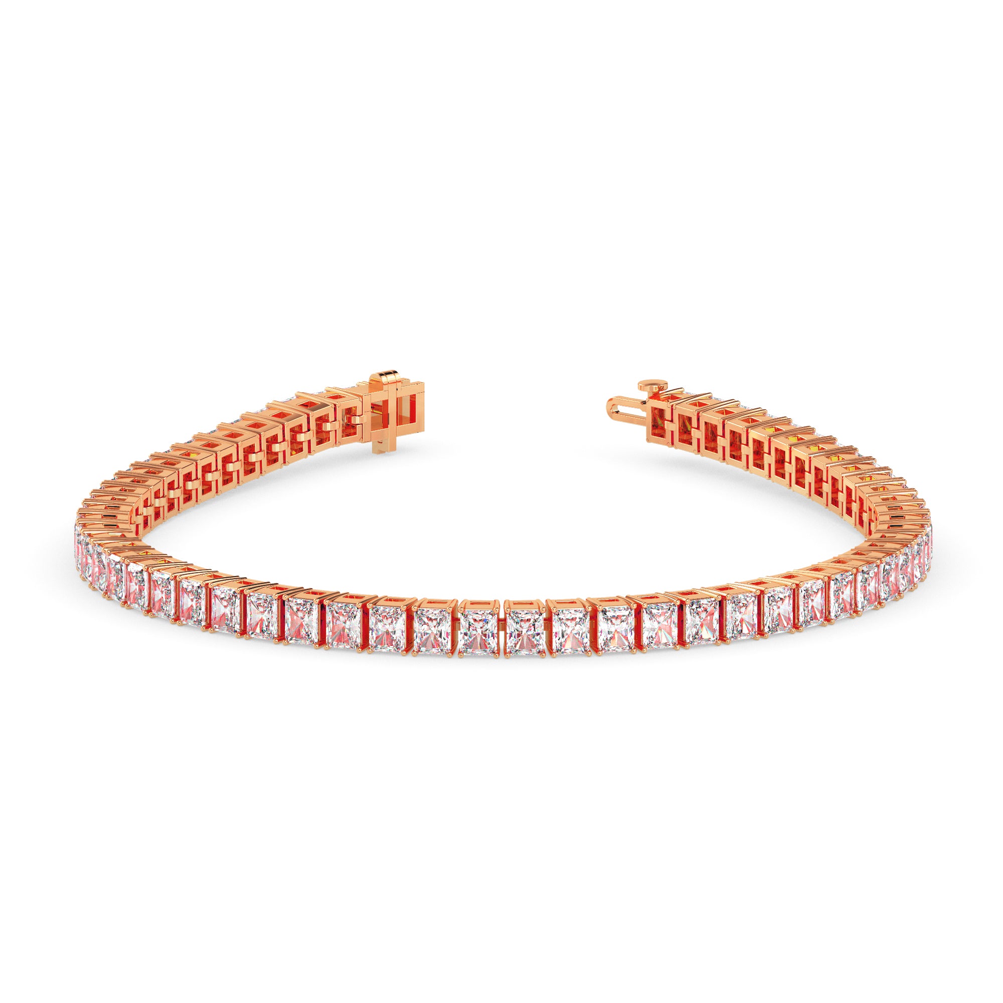 3.98Ct Radiant Prong Set Lab-Grown Diamond Gold Tennis Bracelets