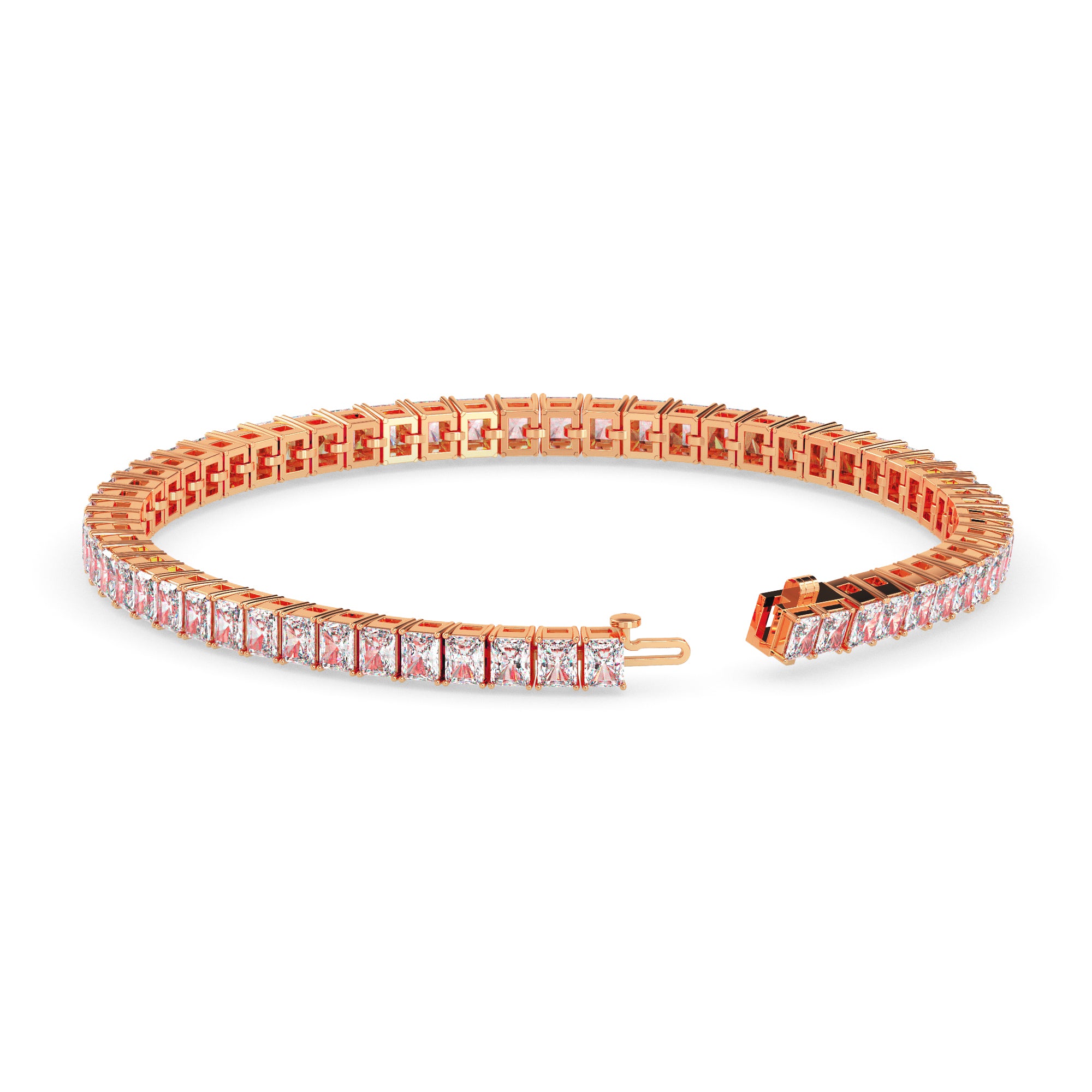 3.98Ct Radiant Prong Set Lab-Grown Diamond Gold Tennis Bracelets