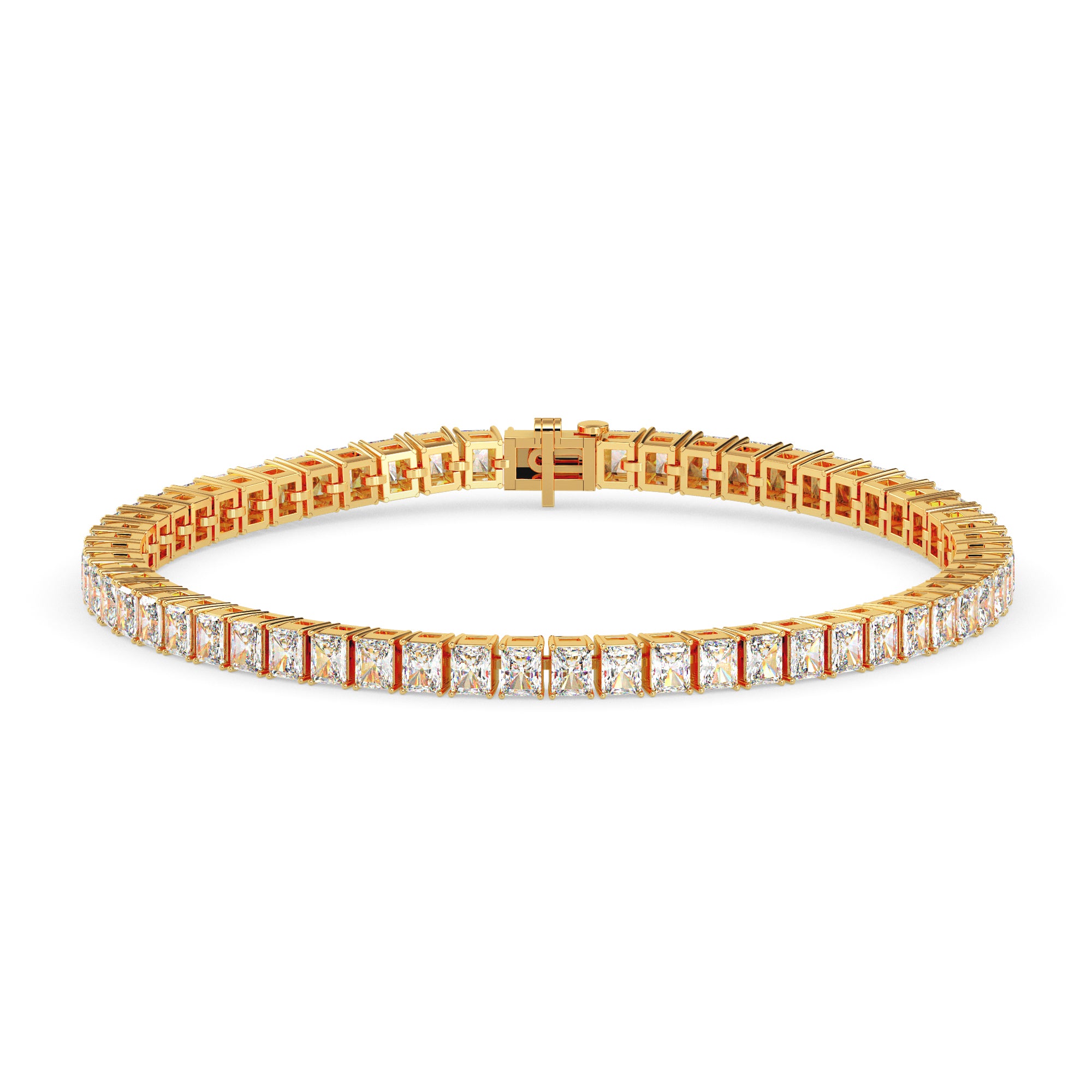 3.98Ct Radiant Prong Set Lab-Grown Diamond Gold Tennis Bracelets