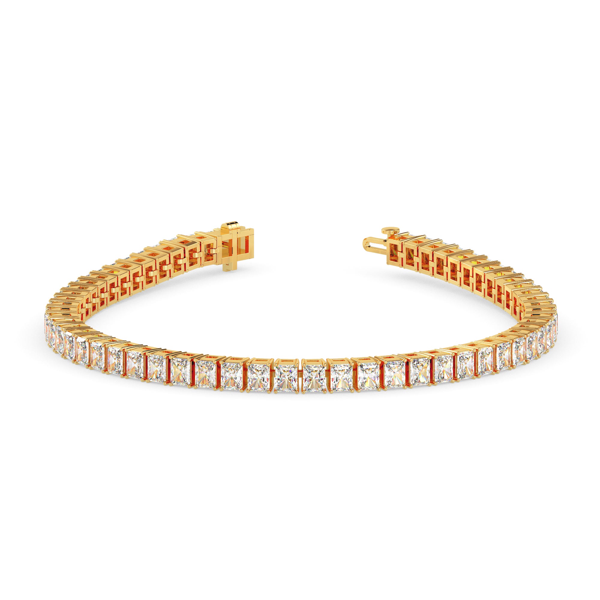 3.98Ct Radiant Prong Set Lab-Grown Diamond Gold Tennis Bracelets