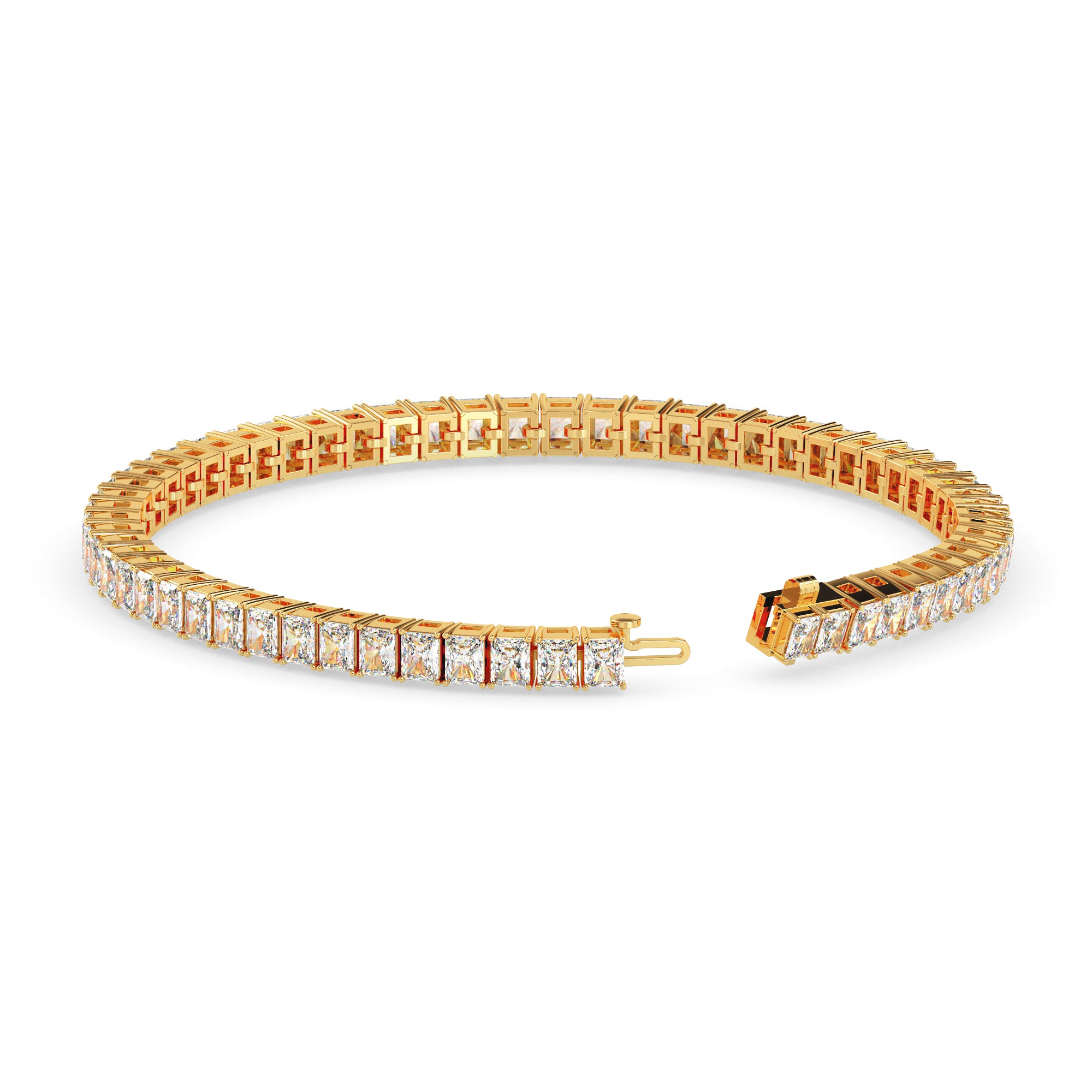 3.98Ct Radiant Prong Set Lab-Grown Diamond Gold Tennis Bracelets