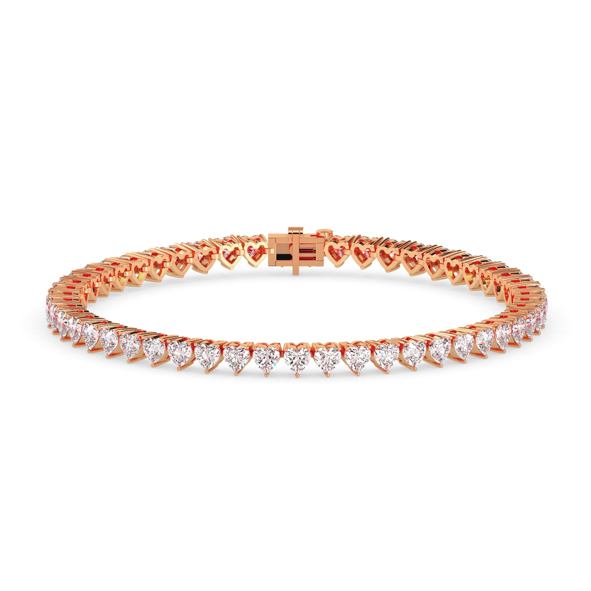 4.87Ct Heart Prong Set Lab-Grown Diamond Gold Tennis Bracelets