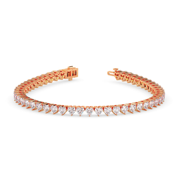4.87Ct Heart Prong Set Lab-Grown Diamond Gold Tennis Bracelets