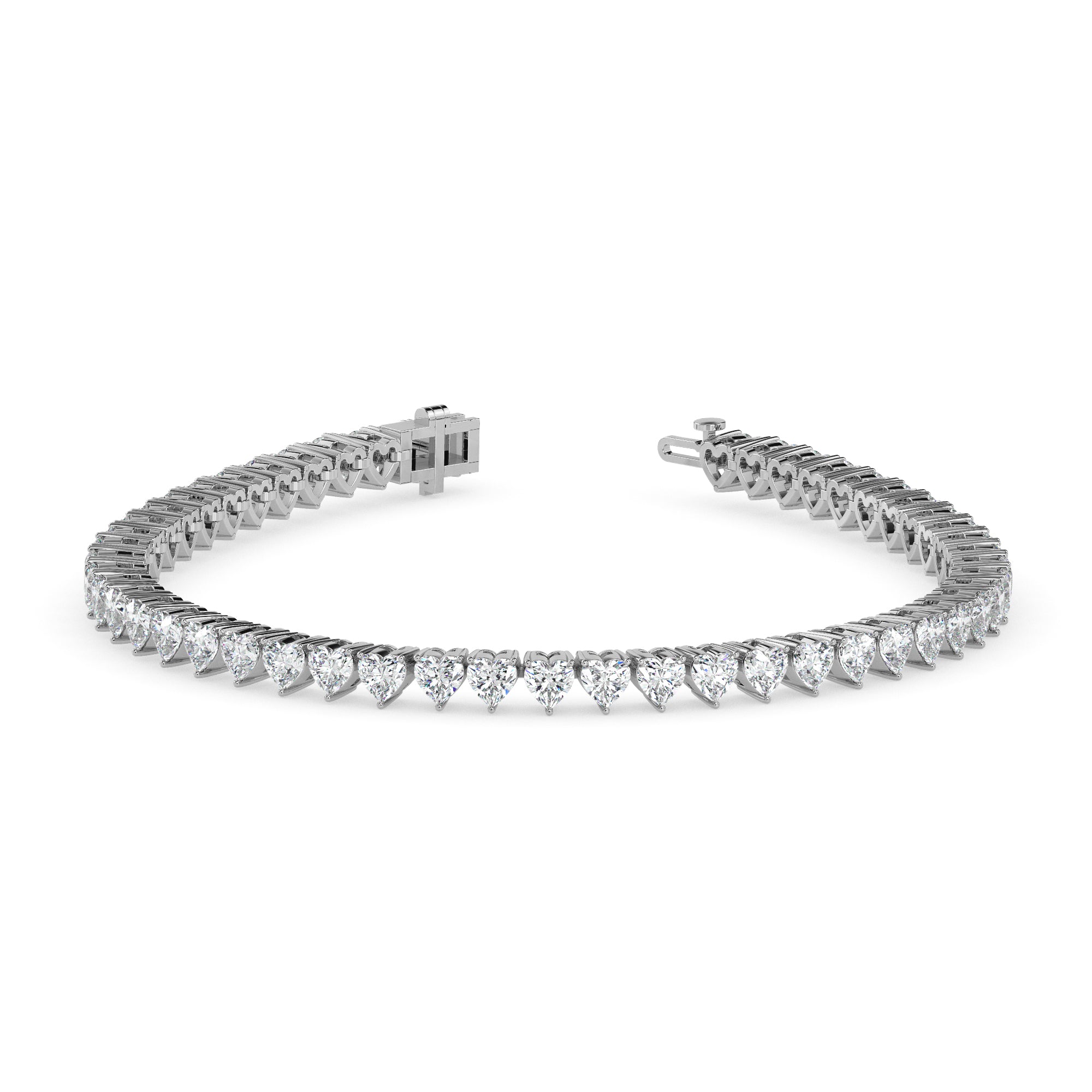 4.87Ct Heart Prong Set Lab-Grown Diamond Gold Tennis Bracelets