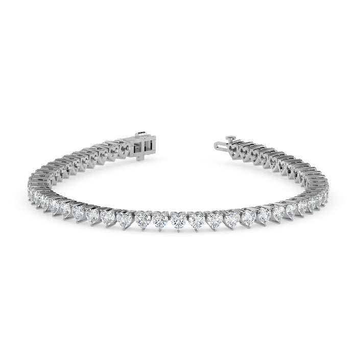 4.87Ct Heart Prong Set Lab-Grown Diamond Gold Tennis Bracelets