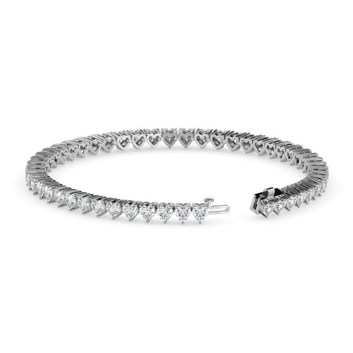 4.87Ct Heart Prong Set Lab-Grown Diamond Gold Tennis Bracelets