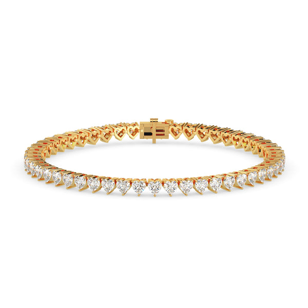 4.87Ct Heart Prong Set Lab-Grown Diamond Gold Tennis Bracelets