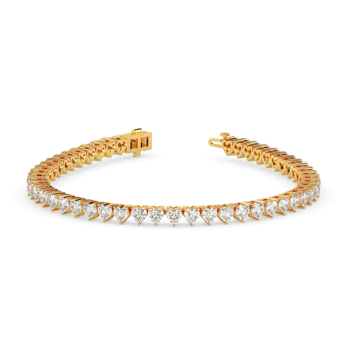 4.87Ct Heart Prong Set Lab-Grown Diamond Gold Tennis Bracelets