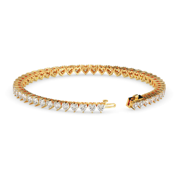 4.87Ct Heart Prong Set Lab-Grown Diamond Gold Tennis Bracelets