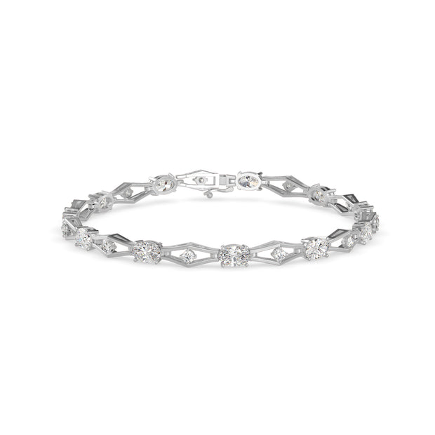 4.44Ct Interlink & "X" Pattern Lab-Grown Diamond Gold Tennis Bracelet