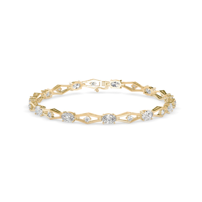 4.44Ct Interlink & "X" Pattern Lab-Grown Diamond Gold Tennis Bracelet