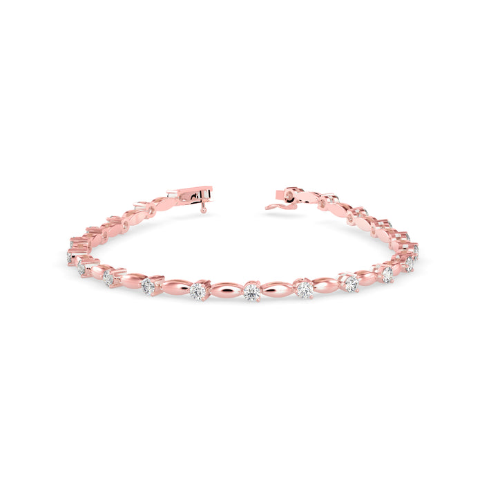 0.09Ct Round Cut Lab-Grown Diamond Gold Tennis Bracelet