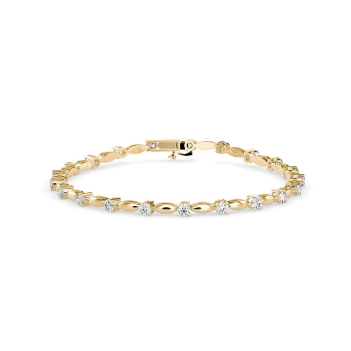0.09Ct Round Cut Lab-Grown Diamond Gold Tennis Bracelet