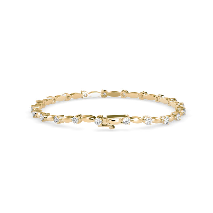 0.09Ct Round Cut Lab-Grown Diamond Gold Tennis Bracelet