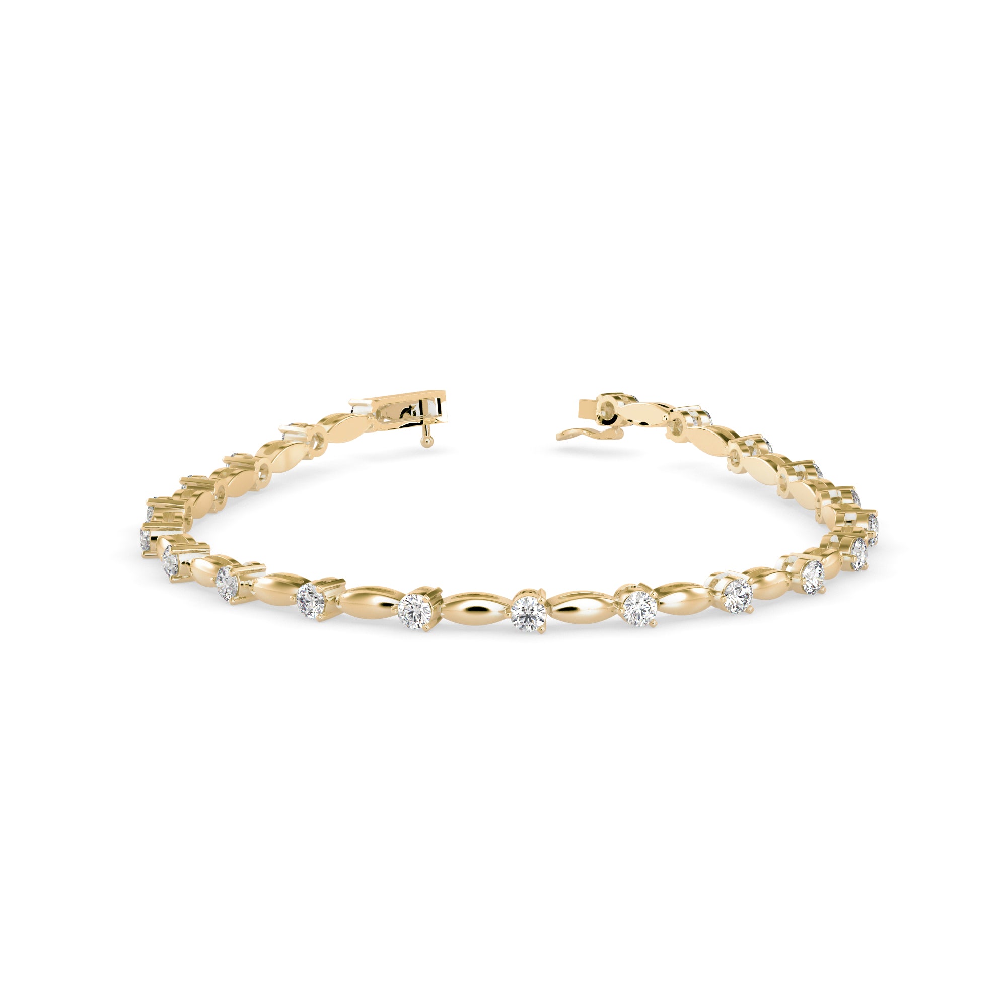 0.09Ct Round Cut Lab-Grown Diamond Gold Tennis Bracelet