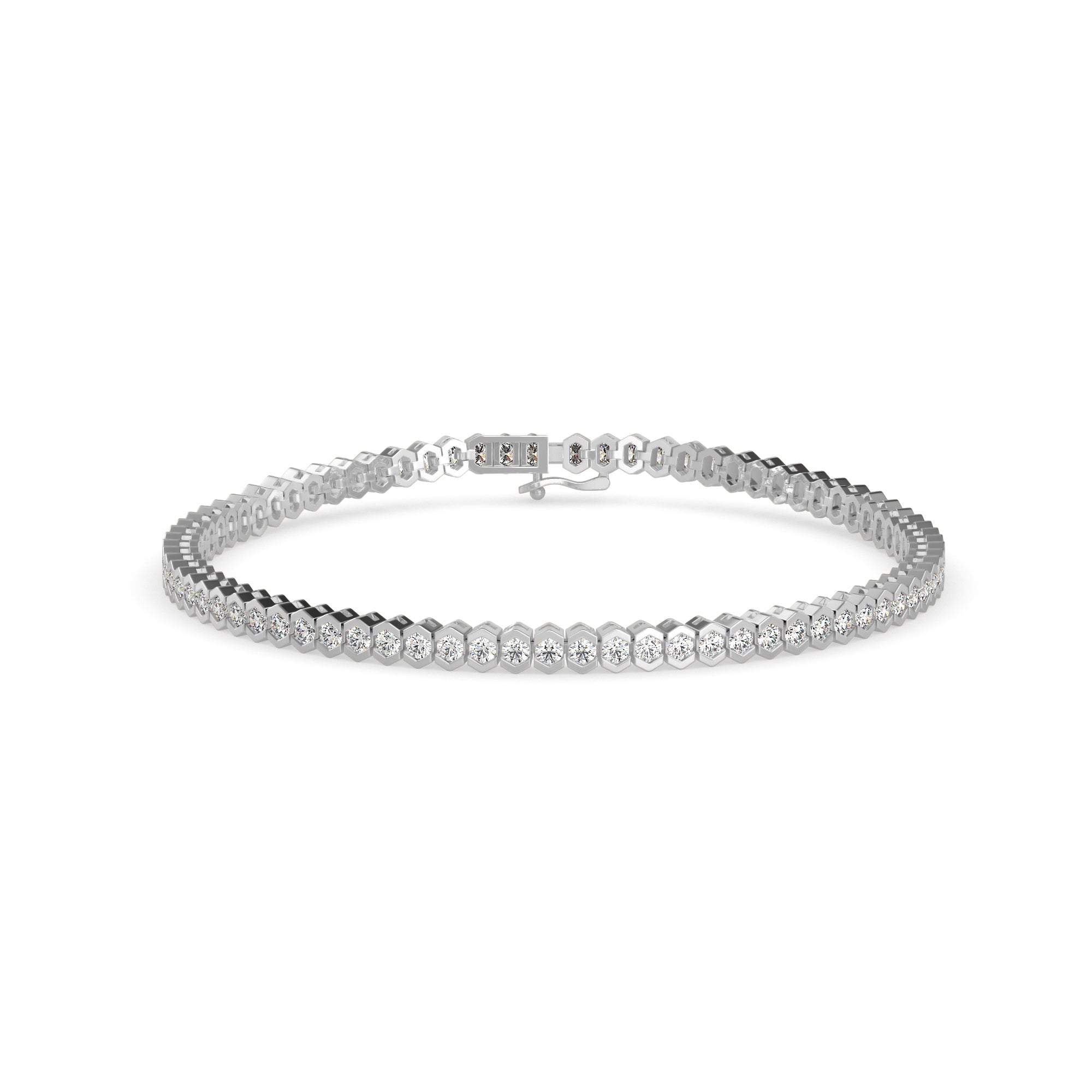 0.04Ct Round Cut Bezel Set Lab-Grown Diamond Gold Tennis Bracelet