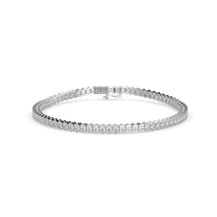 0.04Ct Round Cut Bezel Set Lab-Grown Diamond Gold Tennis Bracelet