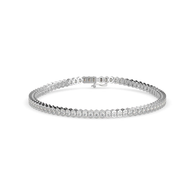 0.04Ct Round Cut Bezel Set Lab-Grown Diamond Gold Tennis Bracelet