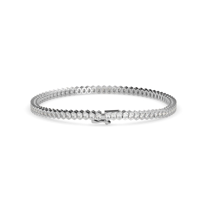 0.04Ct Round Cut Bezel Set Lab-Grown Diamond Gold Tennis Bracelet