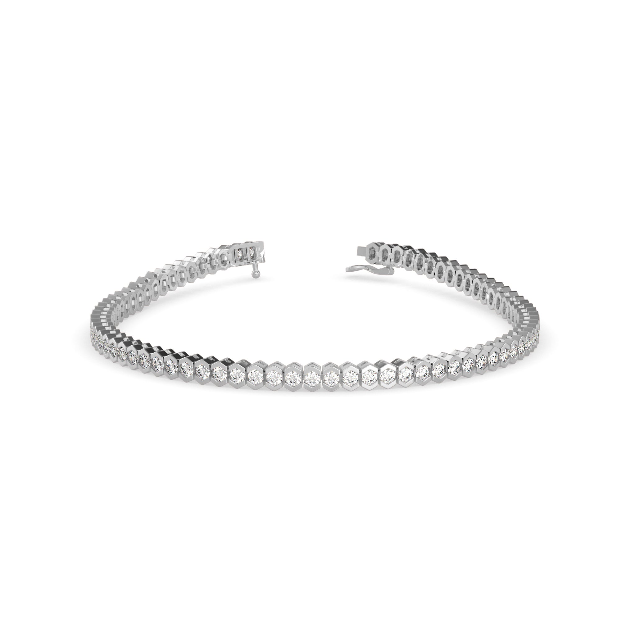 0.04Ct Round Cut Bezel Set Lab-Grown Diamond Gold Tennis Bracelet
