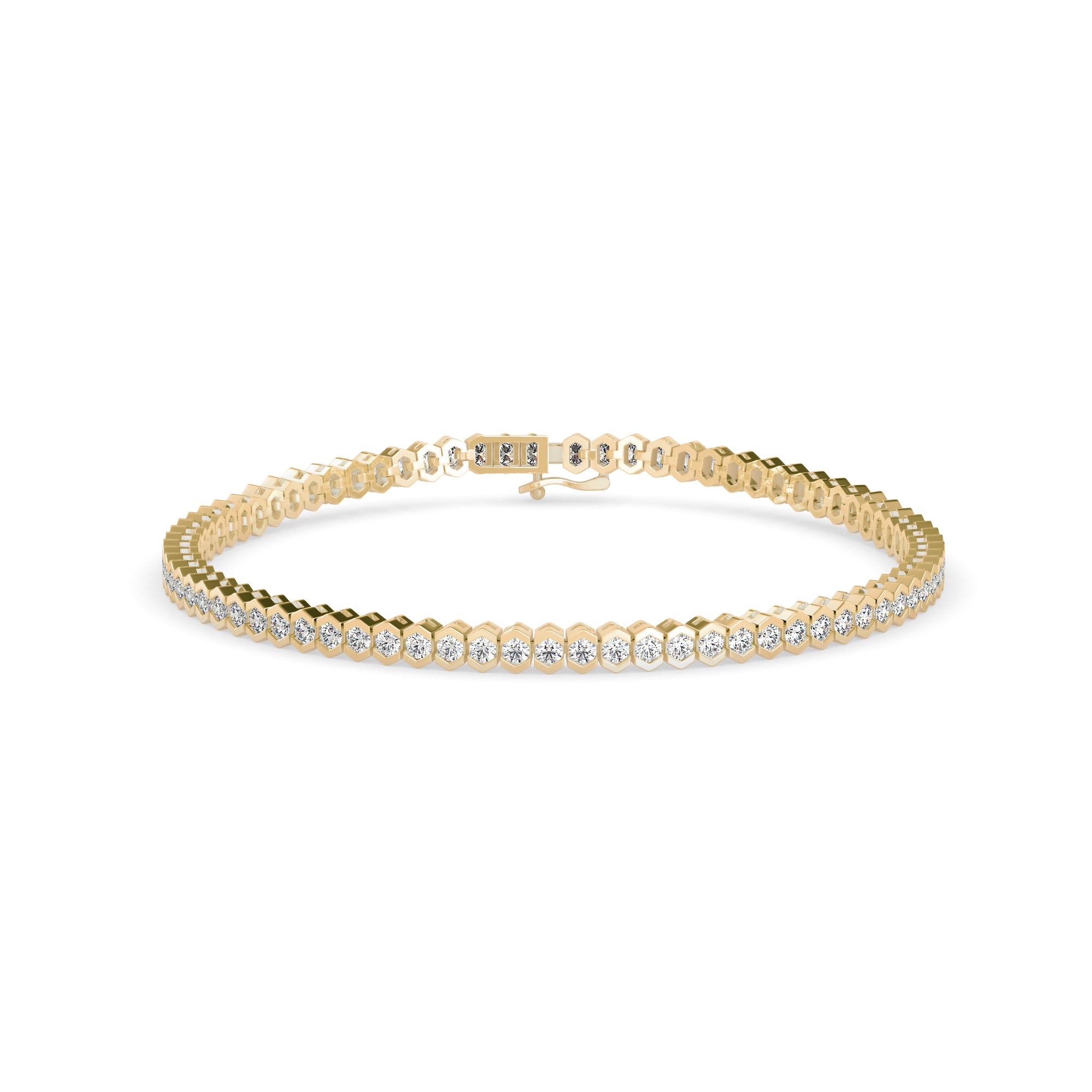 0.04Ct Round Cut Bezel Set Lab-Grown Diamond Gold Tennis Bracelet