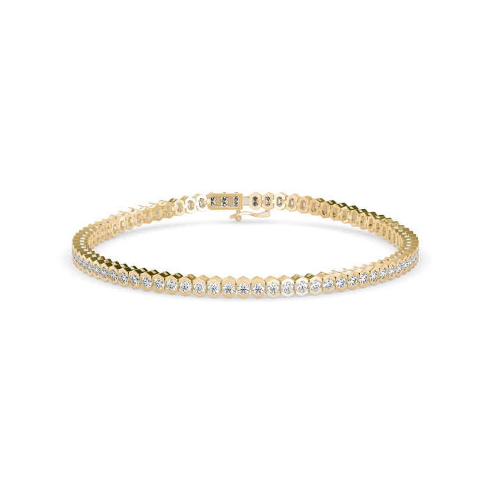 0.04Ct Round Cut Bezel Set Lab-Grown Diamond Gold Tennis Bracelet