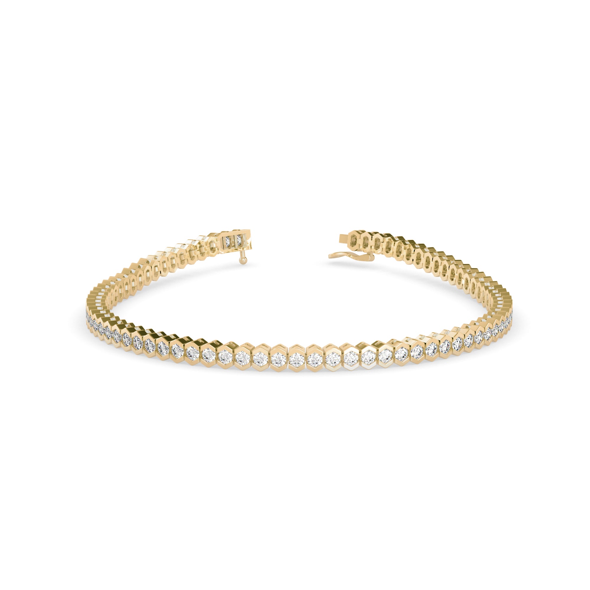 0.04Ct Round Cut Bezel Set Lab-Grown Diamond Gold Tennis Bracelet