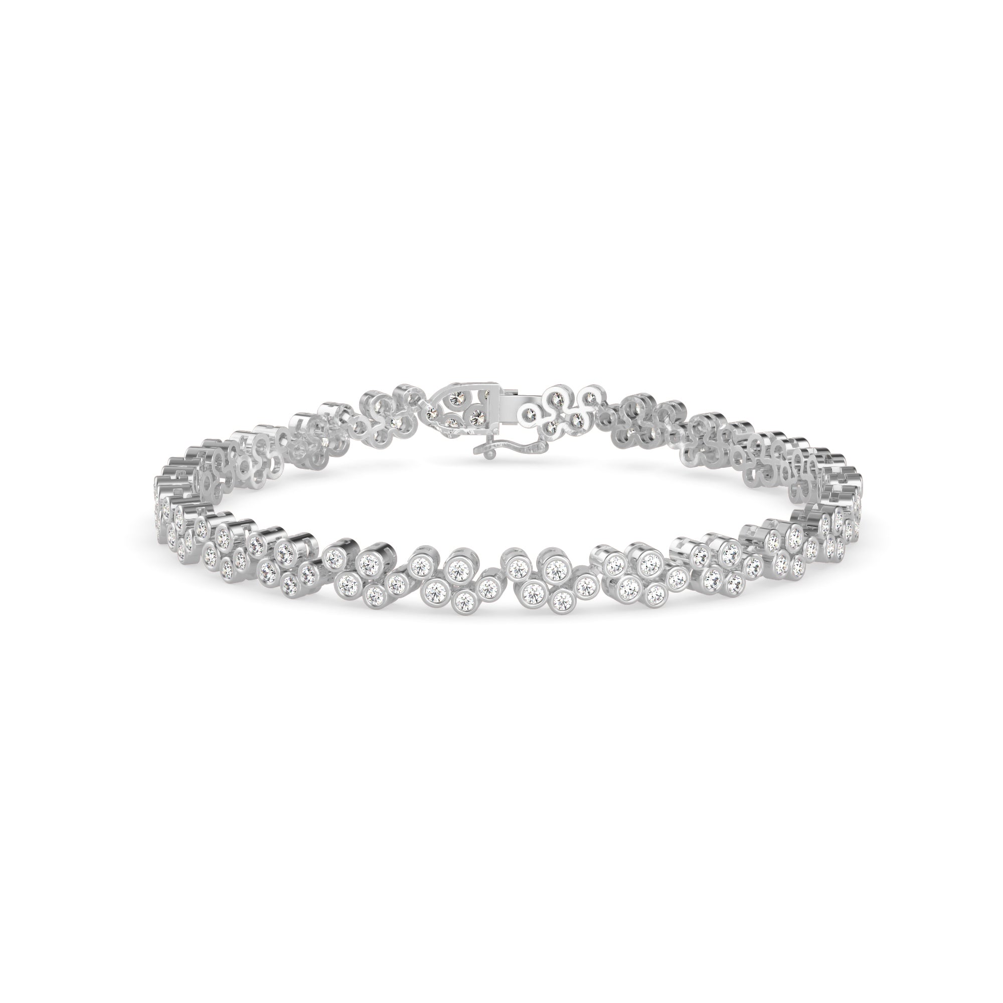 0.08Ct Round Cut Bezel Set Lab-Grown Diamond Gold Tennis Bracelet