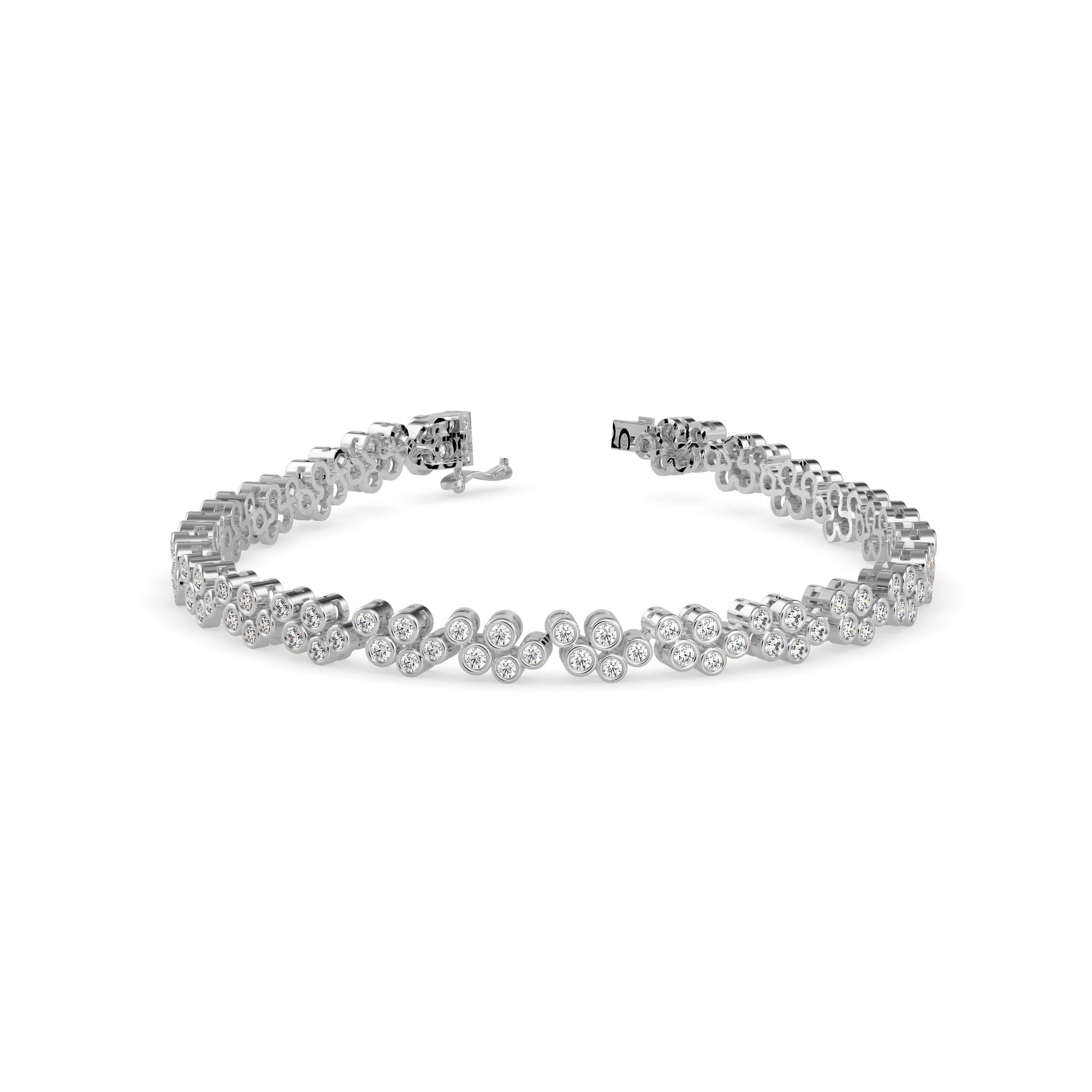 0.08Ct Round Cut Bezel Set Lab-Grown Diamond Gold Tennis Bracelet