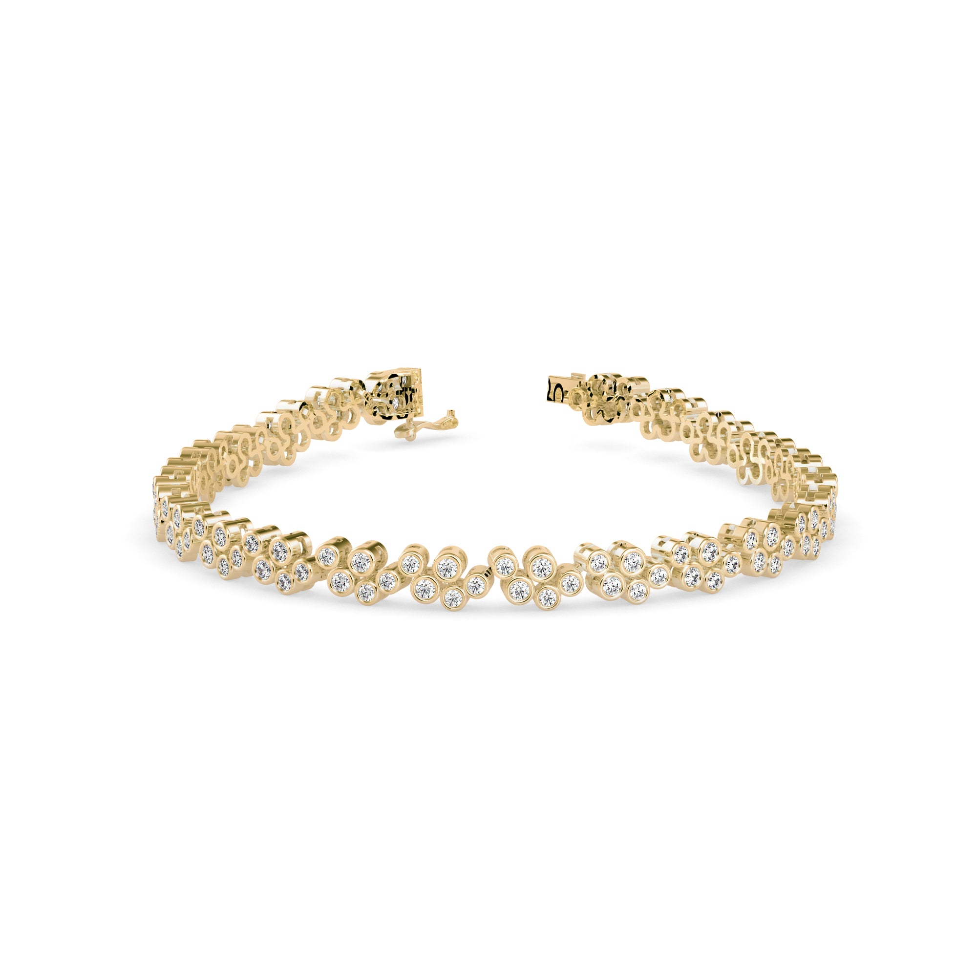0.08Ct Round Cut Bezel Set Lab-Grown Diamond Gold Tennis Bracelet