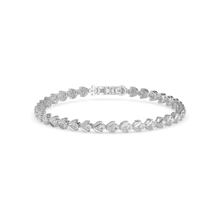 0.04Ct Leaf Motif Lab-Grown Diamond Gold Tennis Bracelet