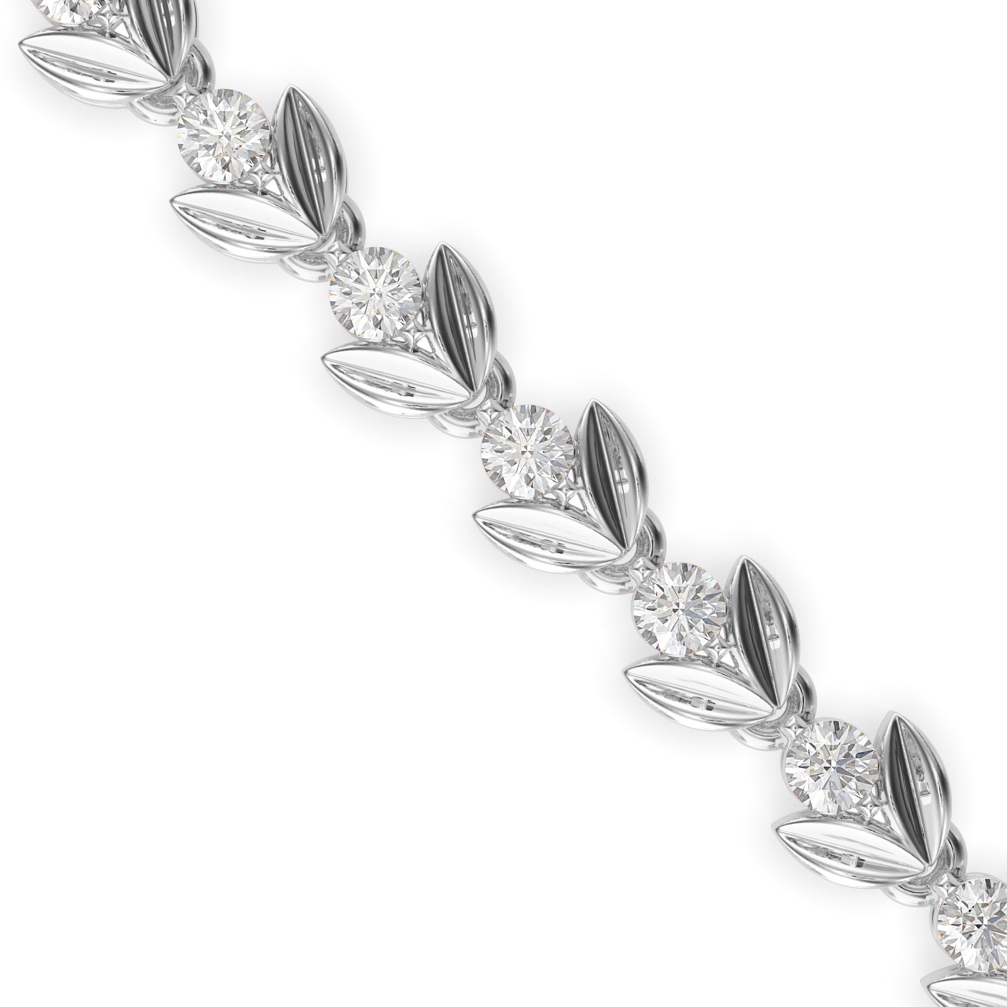 0.04Ct Leaf Motif Lab-Grown Diamond Gold Tennis Bracelet