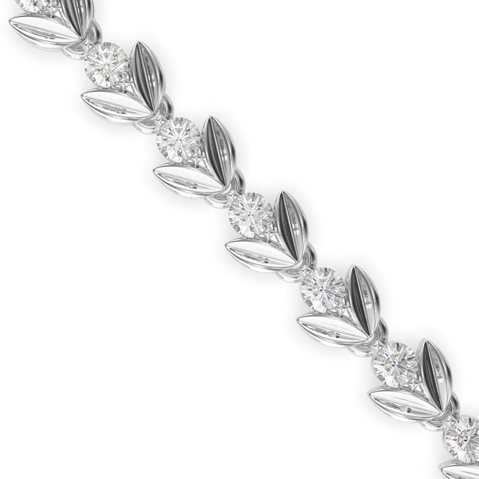 0.04Ct Leaf Motif Lab-Grown Diamond Gold Tennis Bracelet