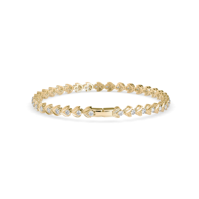 0.04Ct Leaf Motif Lab-Grown Diamond Gold Tennis Bracelet