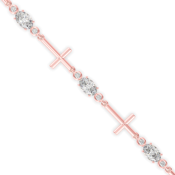 2.80Ct Cross Link Lab-Grown Diamond Gold Tennis Bracelet