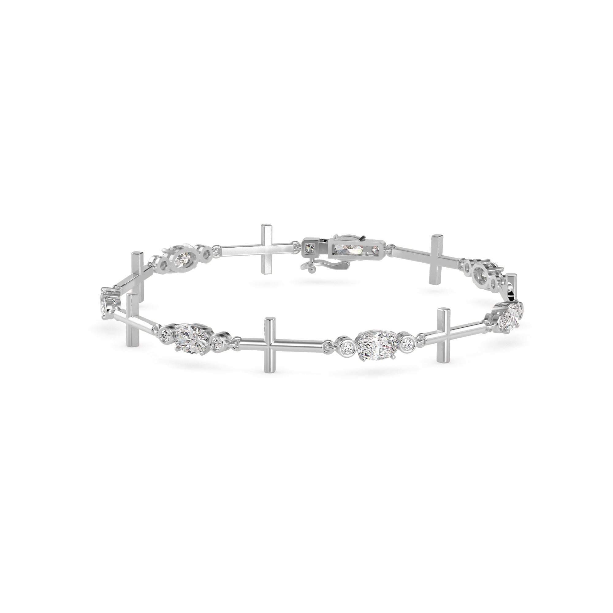 2.80Ct Cross Link Lab-Grown Diamond Gold Tennis Bracelet
