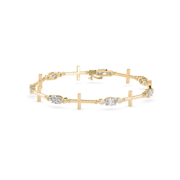 2.80Ct Cross Link Lab-Grown Diamond Gold Tennis Bracelet
