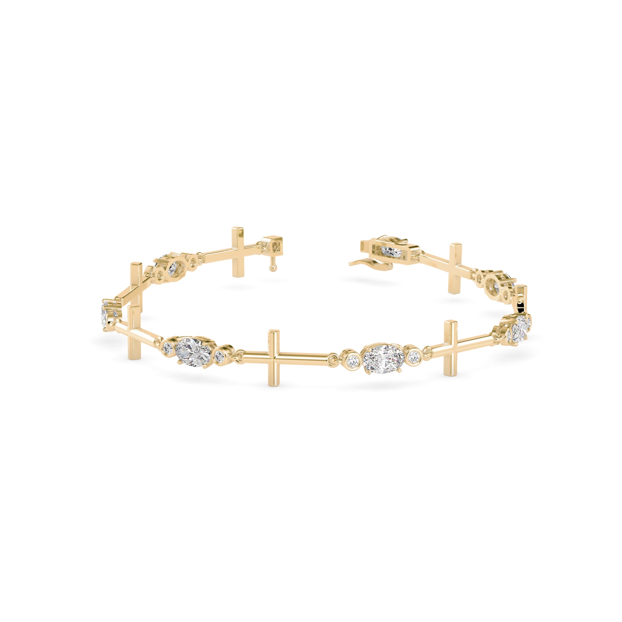 2.80Ct Cross Link Lab-Grown Diamond Gold Tennis Bracelet