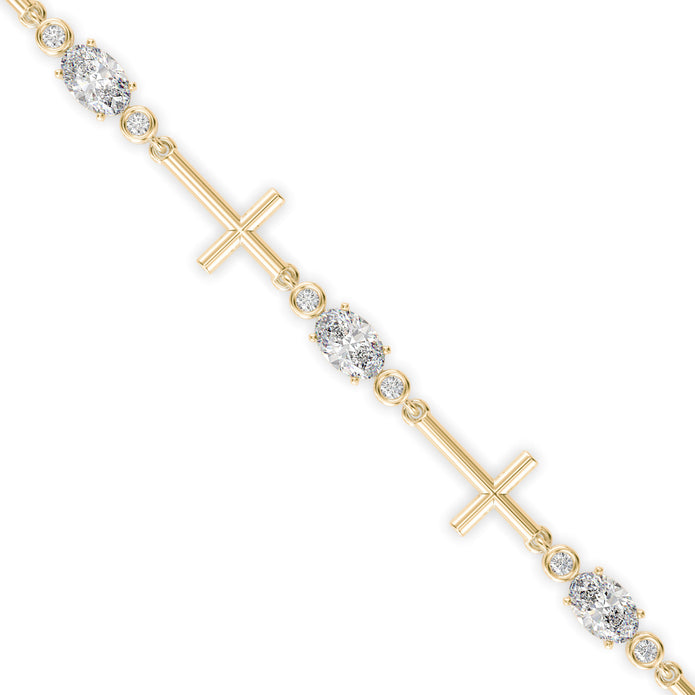 2.80Ct Cross Link Lab-Grown Diamond Gold Tennis Bracelet