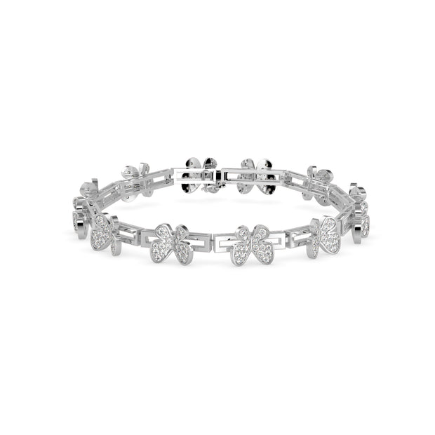 0.15Ct Butterfly Motif Cluster Lab-Grown Diamond Gold Chain Bracelet