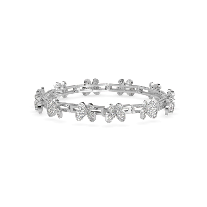0.15Ct Butterfly Motif Cluster Lab-Grown Diamond Gold Chain Bracelet