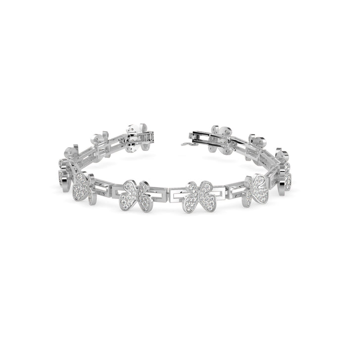0.15Ct Butterfly Motif Cluster Lab-Grown Diamond Gold Chain Bracelet