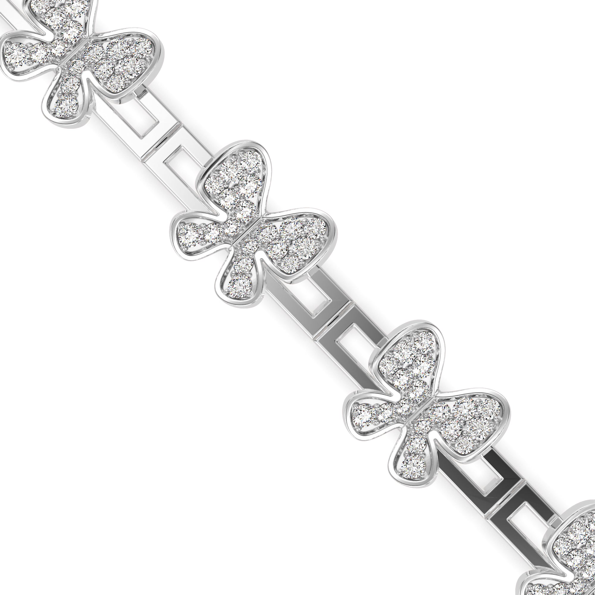 0.15Ct Butterfly Motif Cluster Lab-Grown Diamond Gold Chain Bracelet