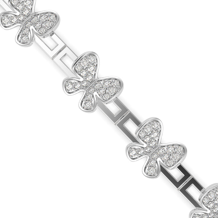 0.15Ct Butterfly Motif Cluster Lab-Grown Diamond Gold Chain Bracelet