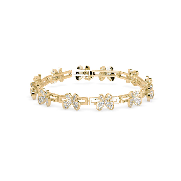 0.15Ct Butterfly Motif Cluster Lab-Grown Diamond Gold Chain Bracelet