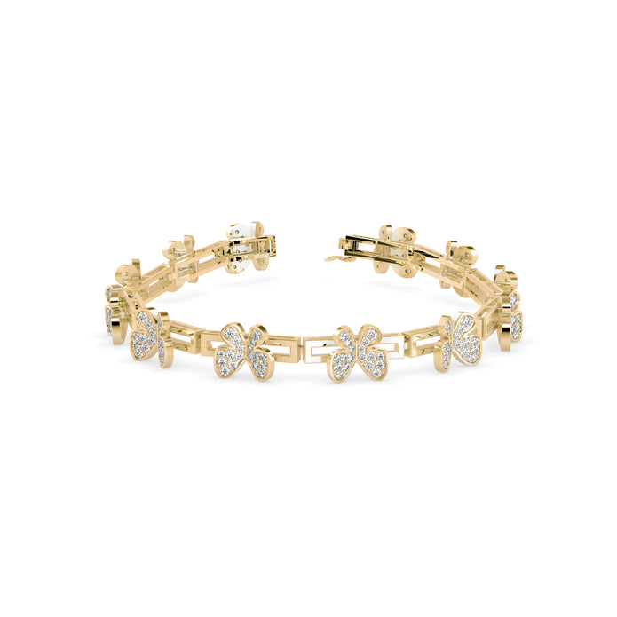 0.15Ct Butterfly Motif Cluster Lab-Grown Diamond Gold Chain Bracelet