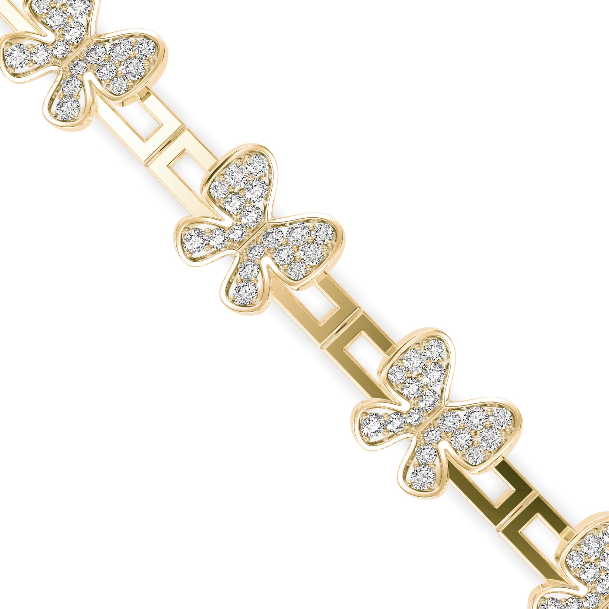 0.15Ct Butterfly Motif Cluster Lab-Grown Diamond Gold Chain Bracelet