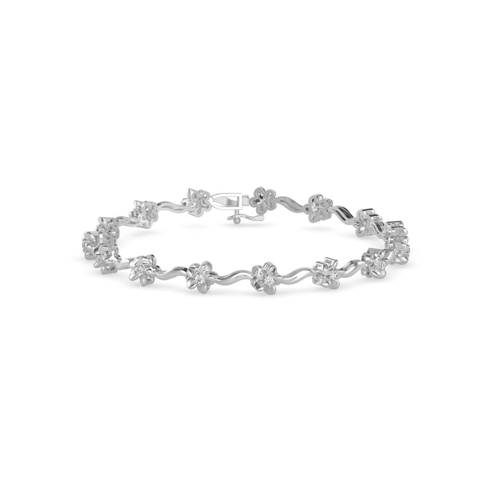 0.02Ct Flower Motif Lab-Grown Diamond Gold Contemporary Bracelets