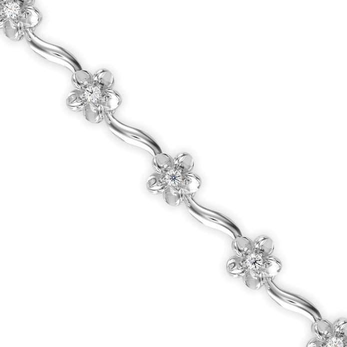 0.02Ct Flower Motif Lab-Grown Diamond Gold Contemporary Bracelets